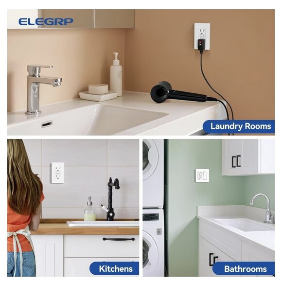 ELEGRP GFCI Outlet 15 Amp, Self-Test GFI Electrical Outlet with Thinner Design - Picture 7 of 7